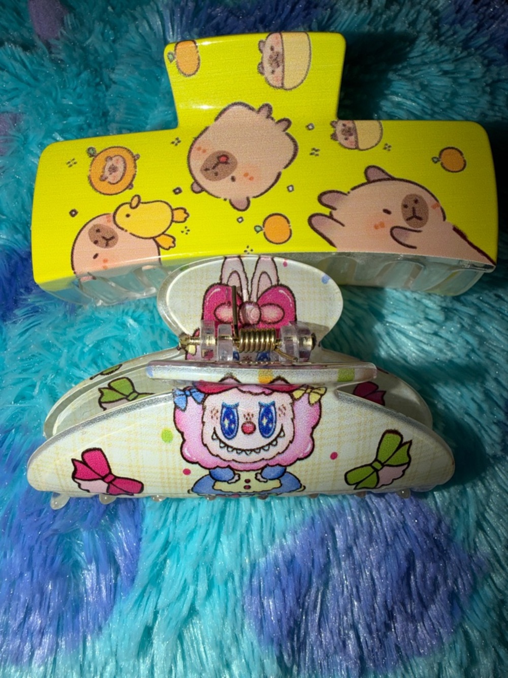 Cute Cartoon Hair Claw Clips - Yellow & Cream
